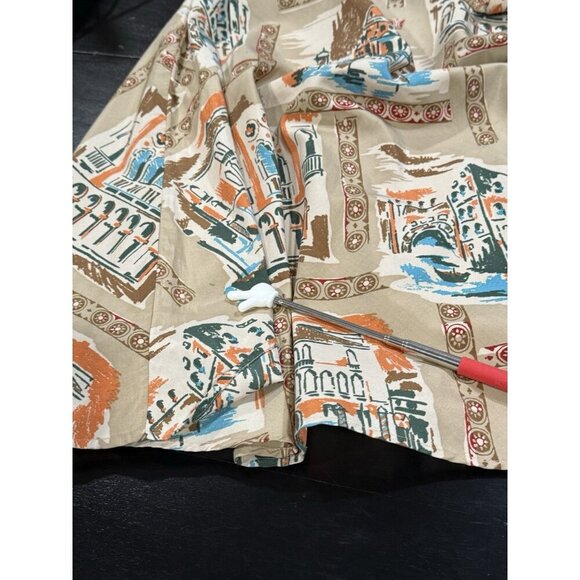 Vintage Kate Hill Size 10P Venice Italy Print Silk Blend Travel Artsy Midi Skirt - Picture 8 of 15